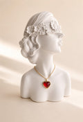 Waterproof carnelian heart necklace with an 18K gold-plated chain and natural gemstone pendant.