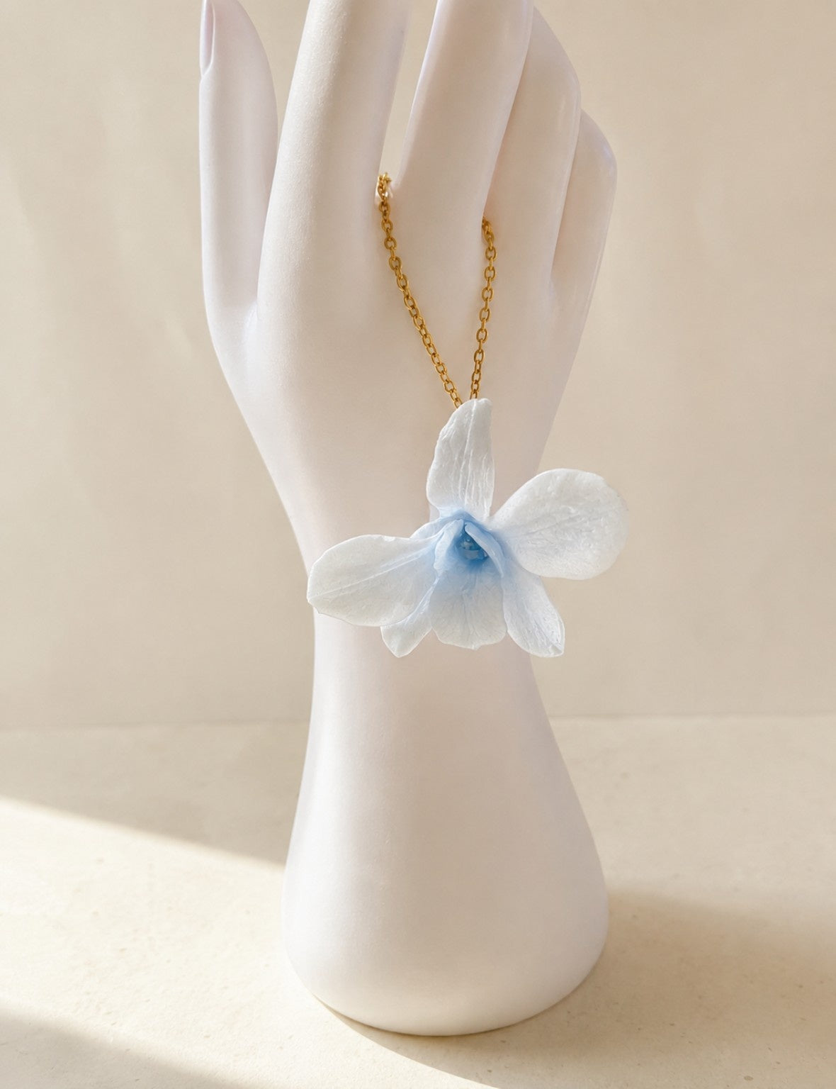 Real Orchid Necklace 14K Gold Plated Preserved Botanical Flower Bridal Gift