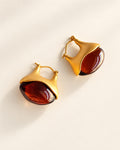 Vintage amber earrings 14K gold plated for women