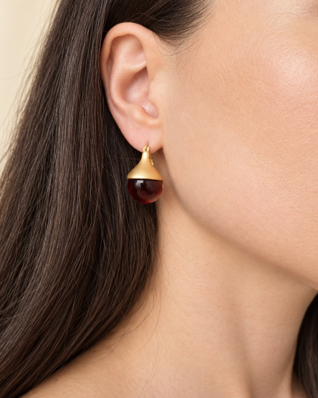 14K gold plated vintage style amber dangle earrings