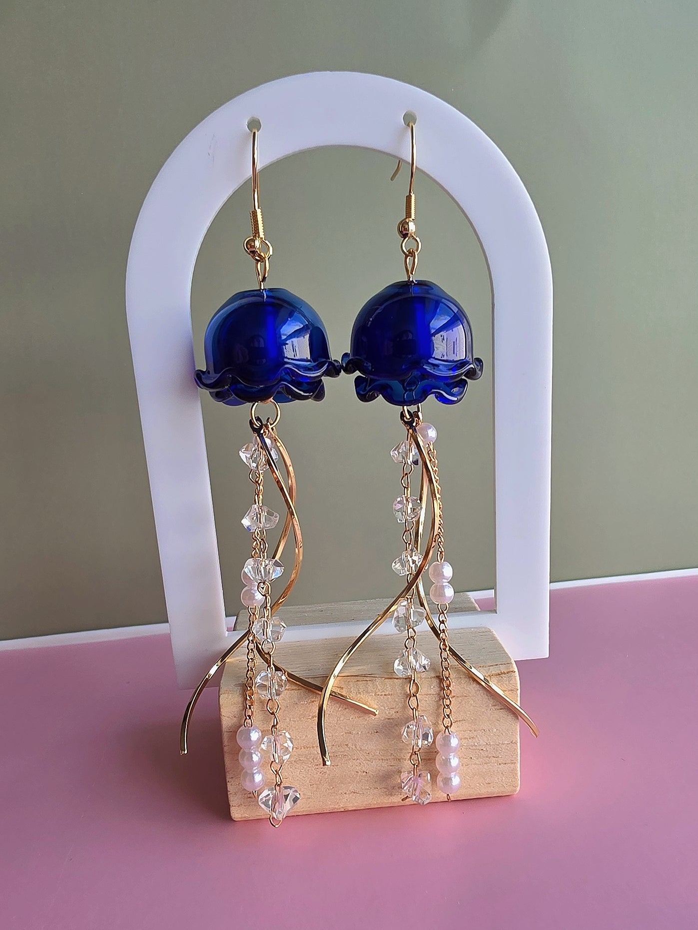 14K gold-plated jellyfish earrings perfect for beach and coastal style.