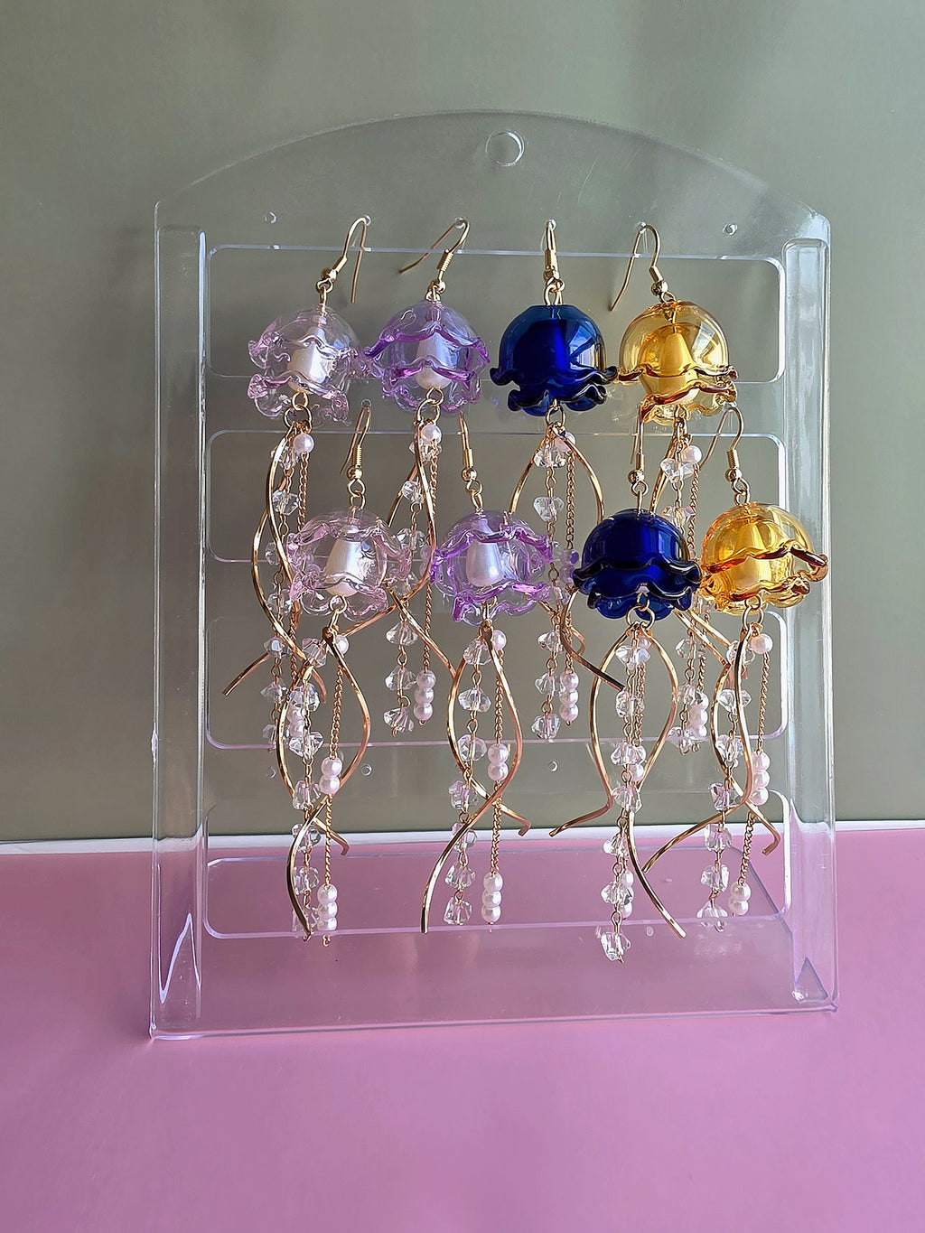 Delicate jellyfish dangle earrings inspired by marine life and fairycore fashion.