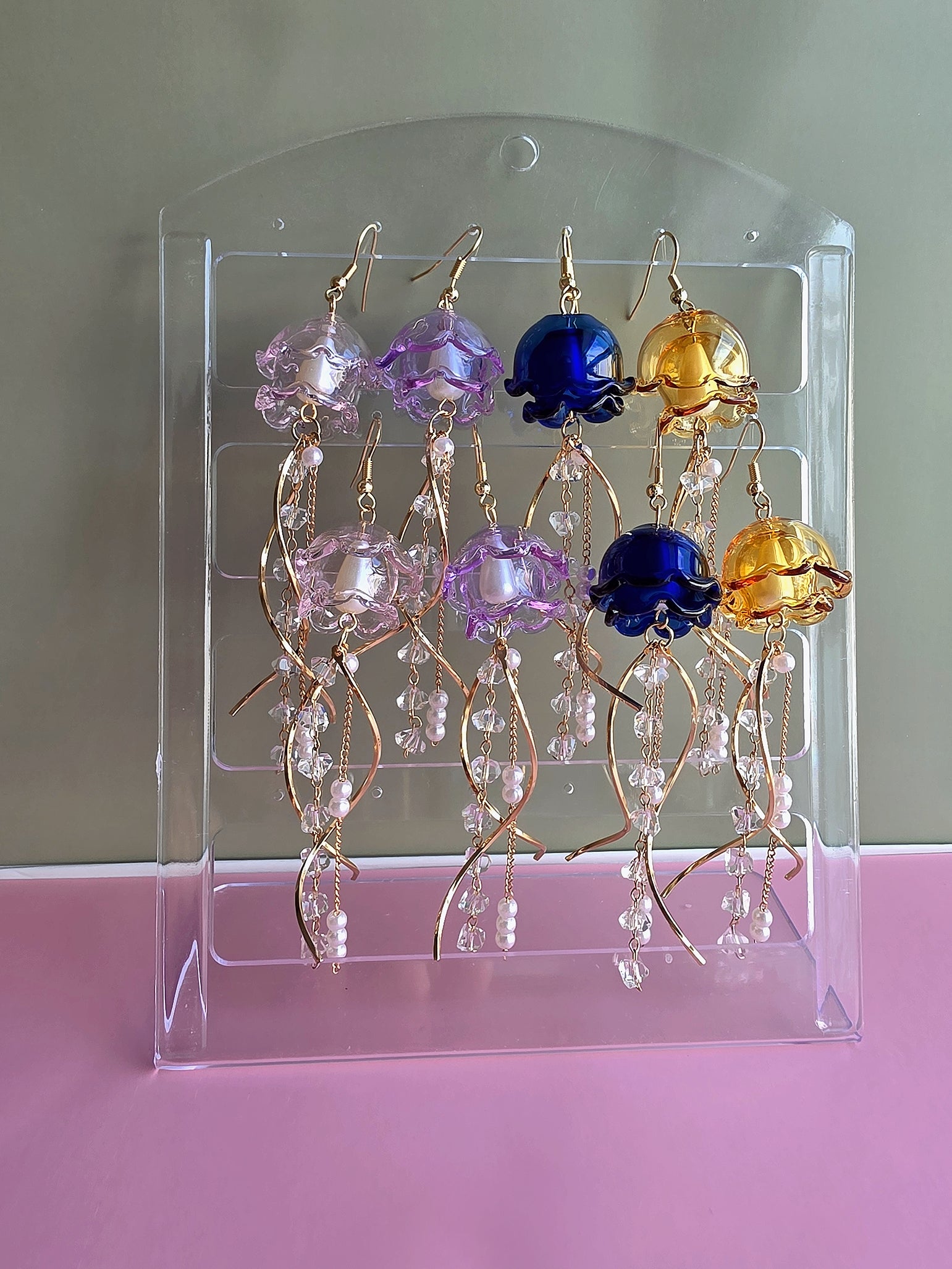 Delicate jellyfish dangle earrings inspired by marine life and fairycore fashion.