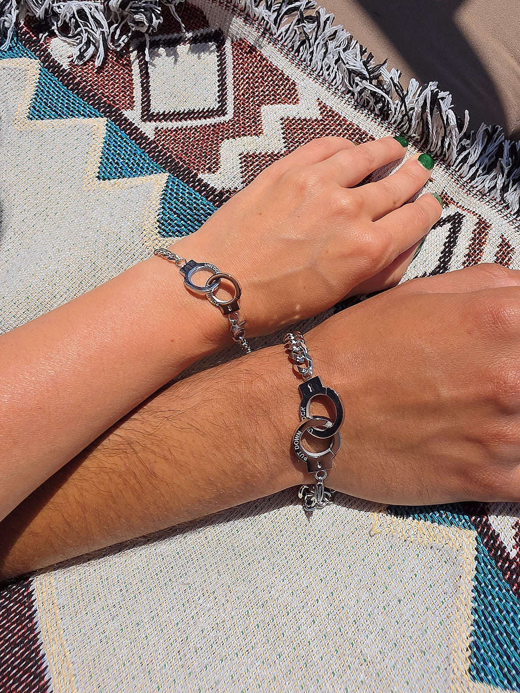Stylish matching bracelets symbolizing connection and commitment for couples.