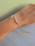 Adjustable beaded aquamarine bracelet for everyday wear.