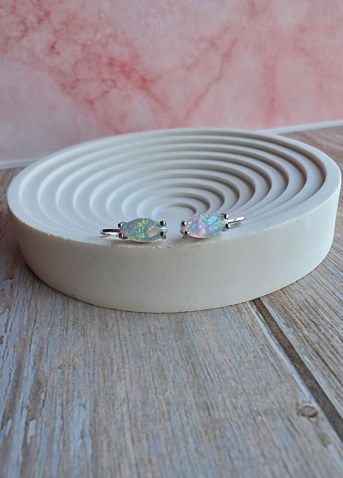 Gold and silver marquise opal earrings perfect for everyday wear and layering.