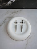 Elegant 18K gold-plated dagger earrings for everyday wear and stacking.