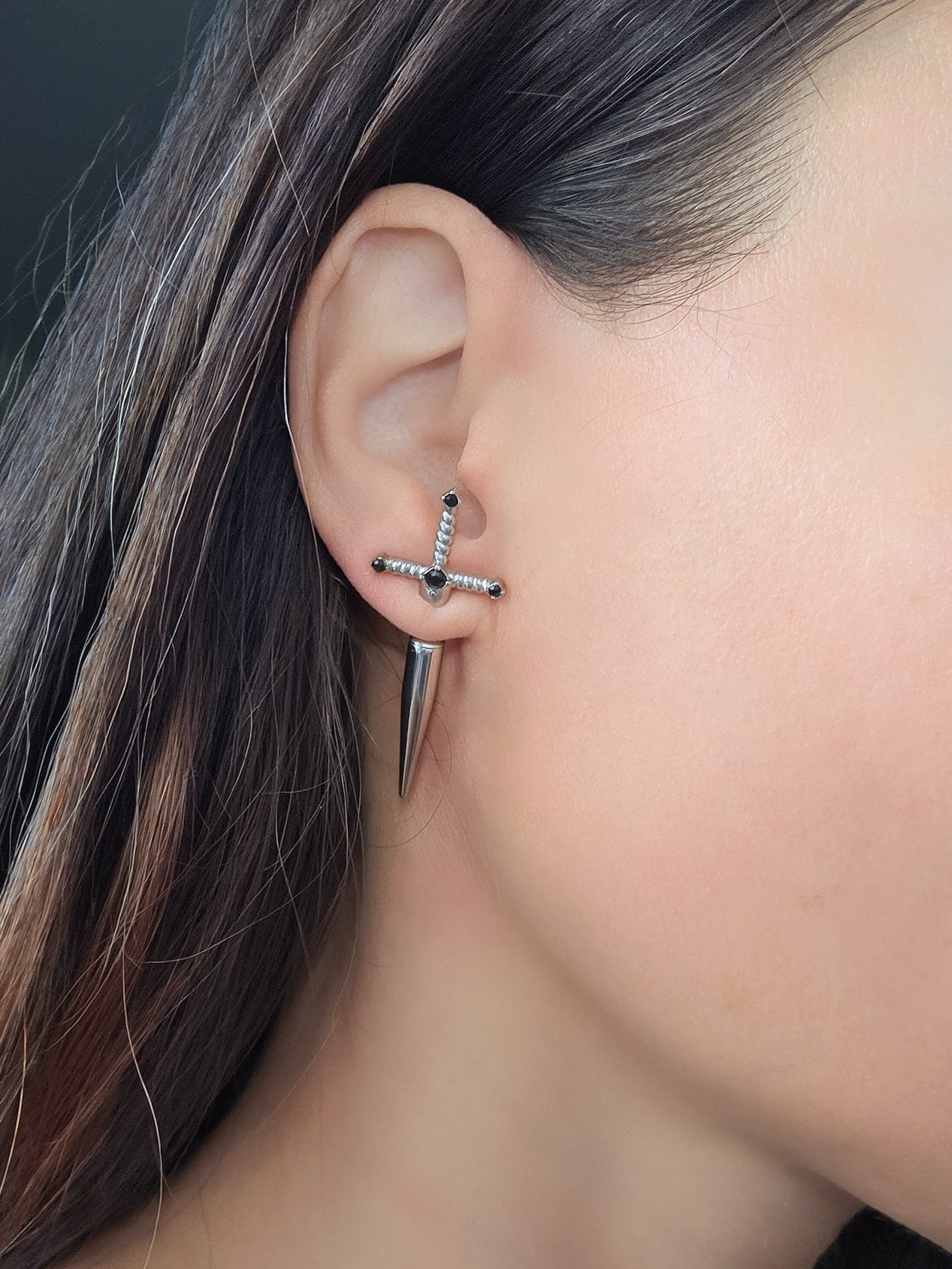 Gold-plated 925 sterling silver sword earrings, perfect for gifting.