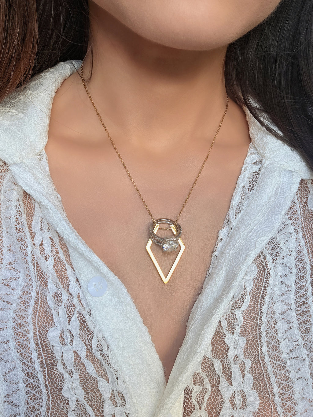 18K gold-plated ring carrier necklace designed for everyday wear and travel.