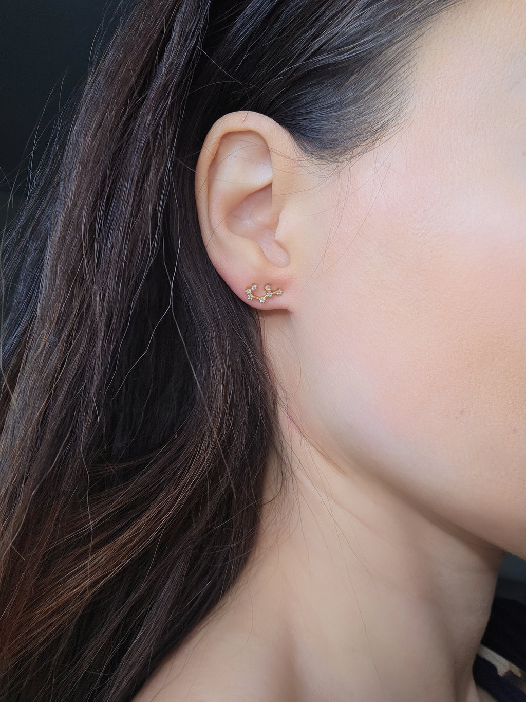 Celestial zodiac stud earrings featuring a constellation-inspired design.