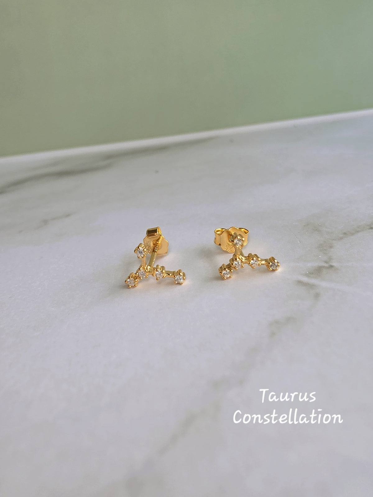 Elegant zodiac constellation stud earrings for women.