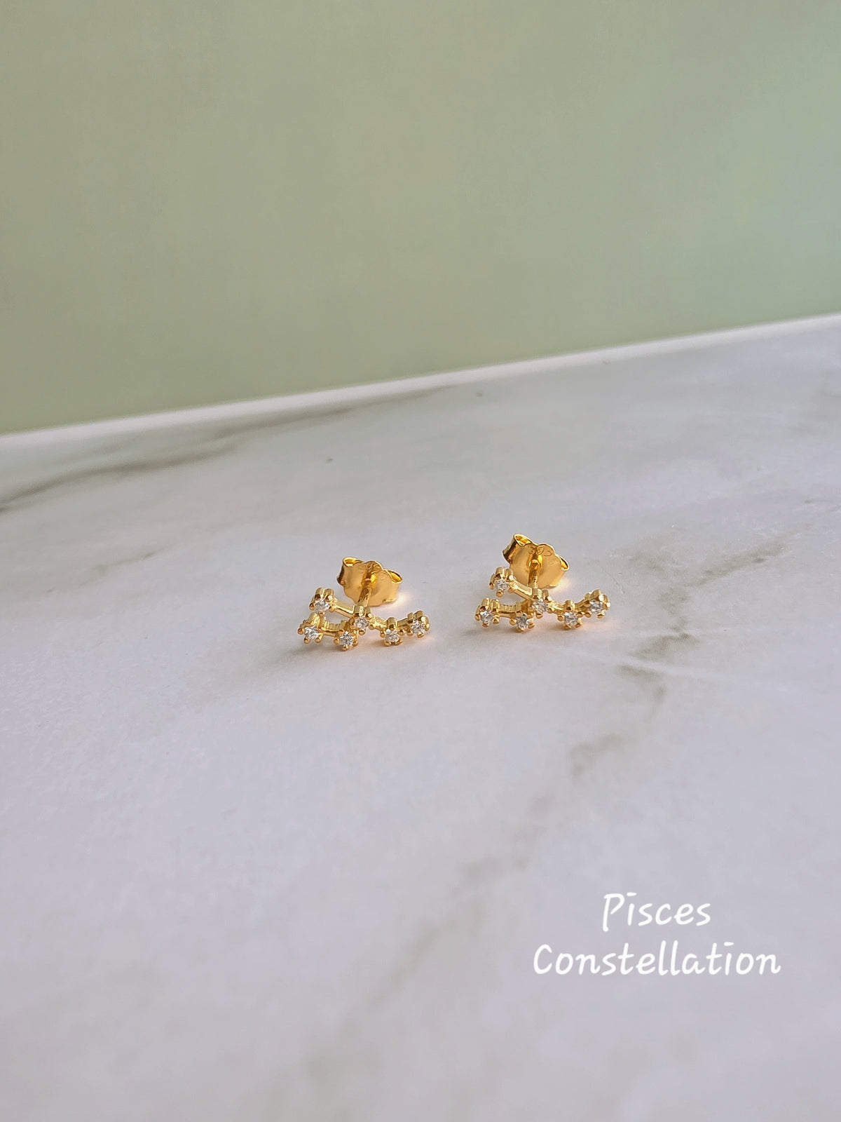 925 sterling silver zodiac constellation earrings with a 14K gold-plated finish, perfect for everyday wear and meaningful gifts.