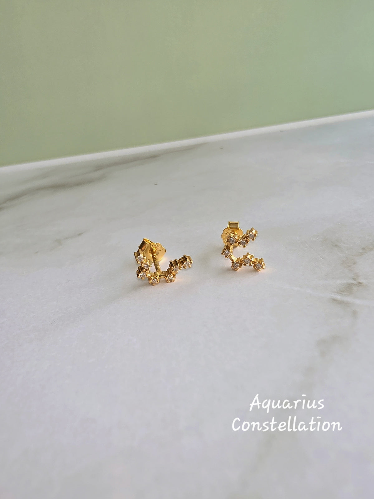 925 sterling silver zodiac constellation earrings with a 14K gold-plated finish, perfect for everyday wear and meaningful gifts.