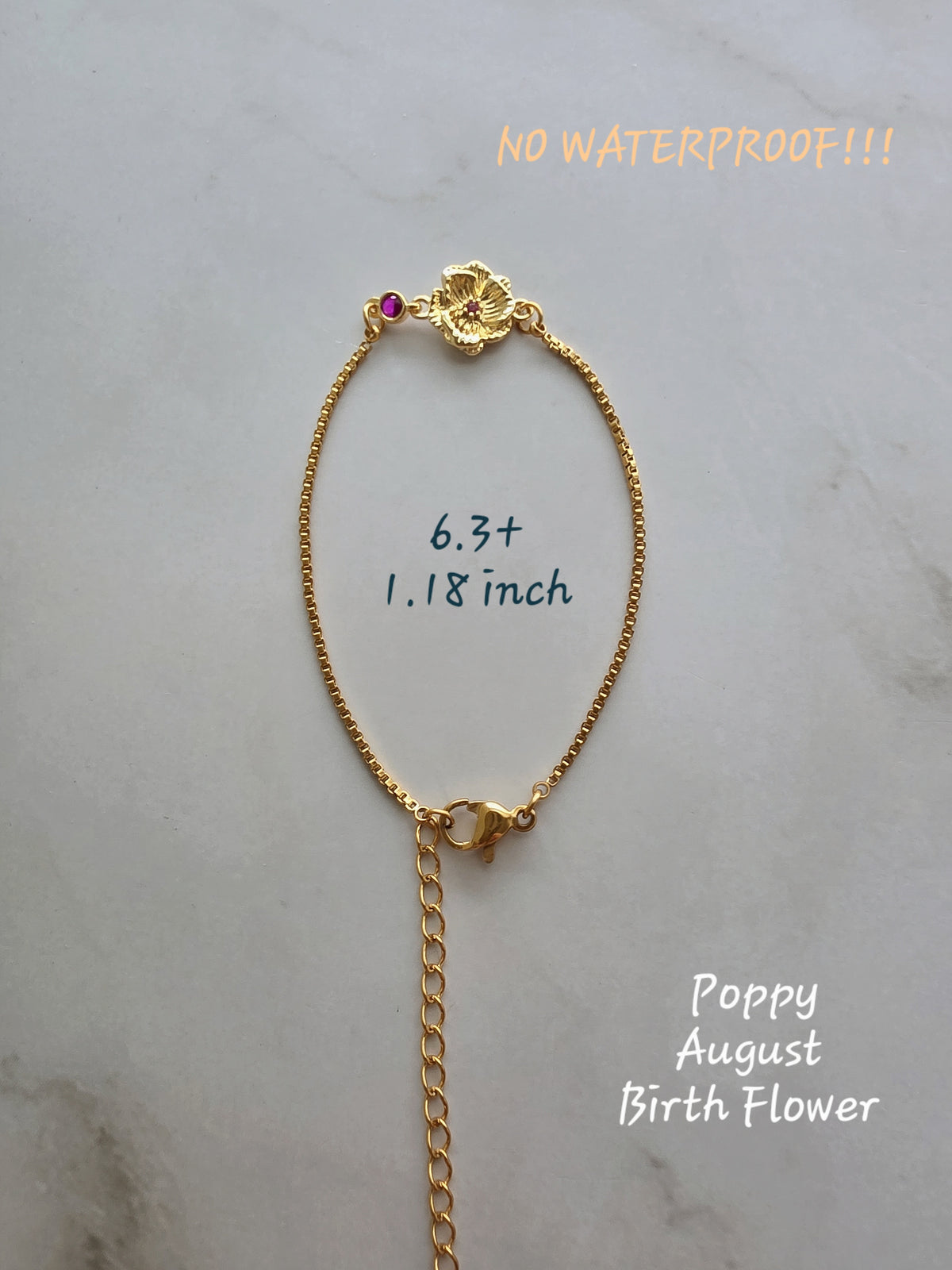 Floral birth month bracelet crafted with a 14K gold-plated finish.