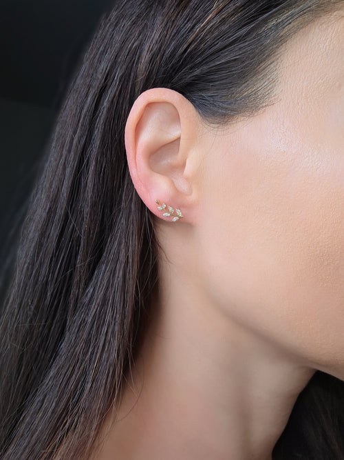 14K gold-plated floral ear crawler earrings with sparkling cubic zirconia.