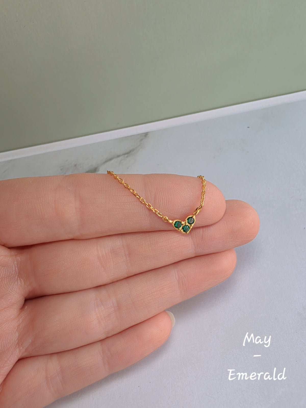 Gold-plated heart birthstone necklace for everyday wear and layering.