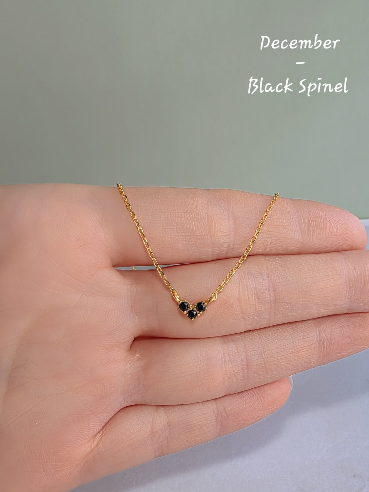 Dainty heart birthstone pendant necklace in 18K gold-plated sterling silver.