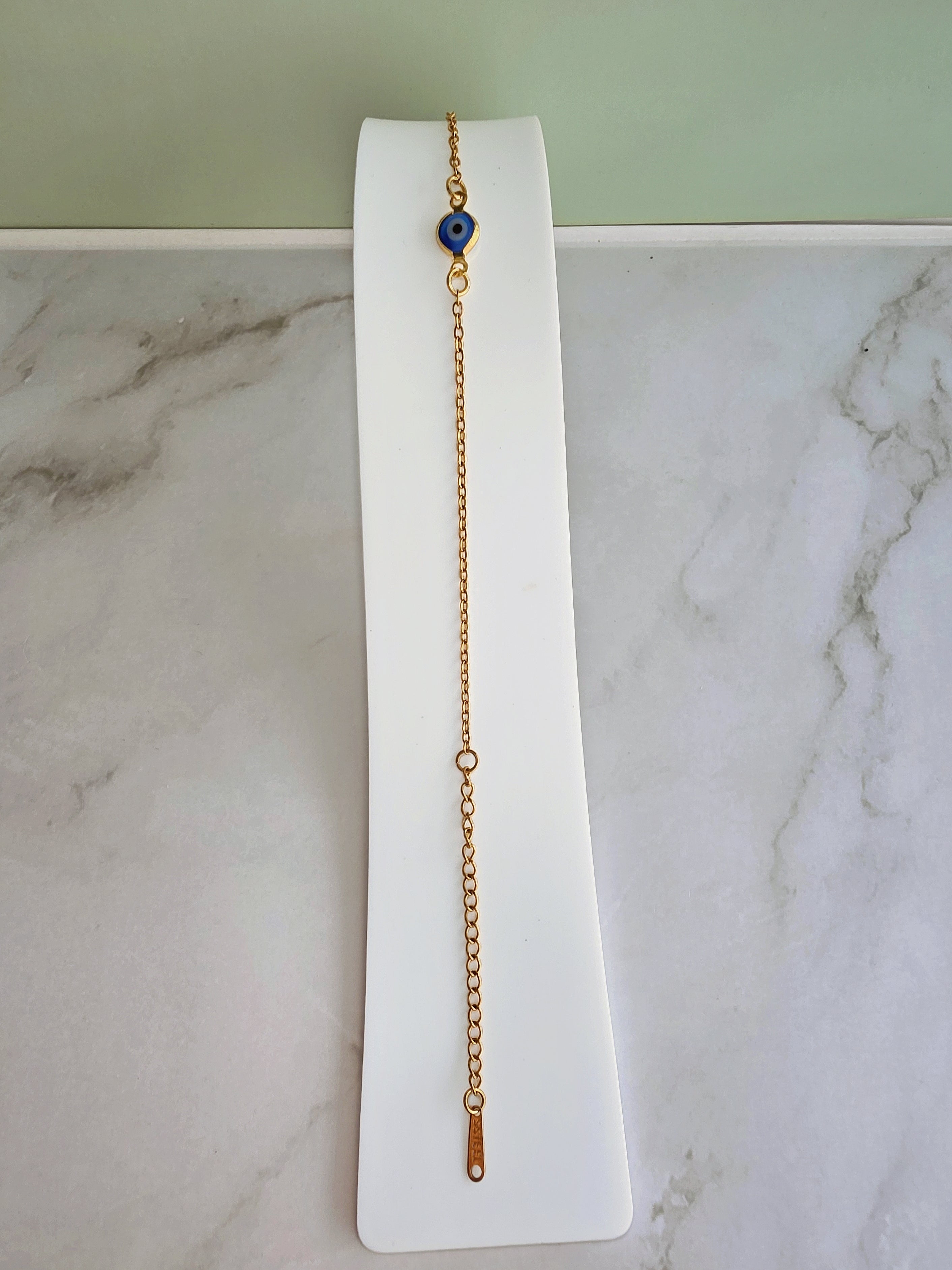 Women's non-tarnish Evil Eye bracelet for everyday wear.
