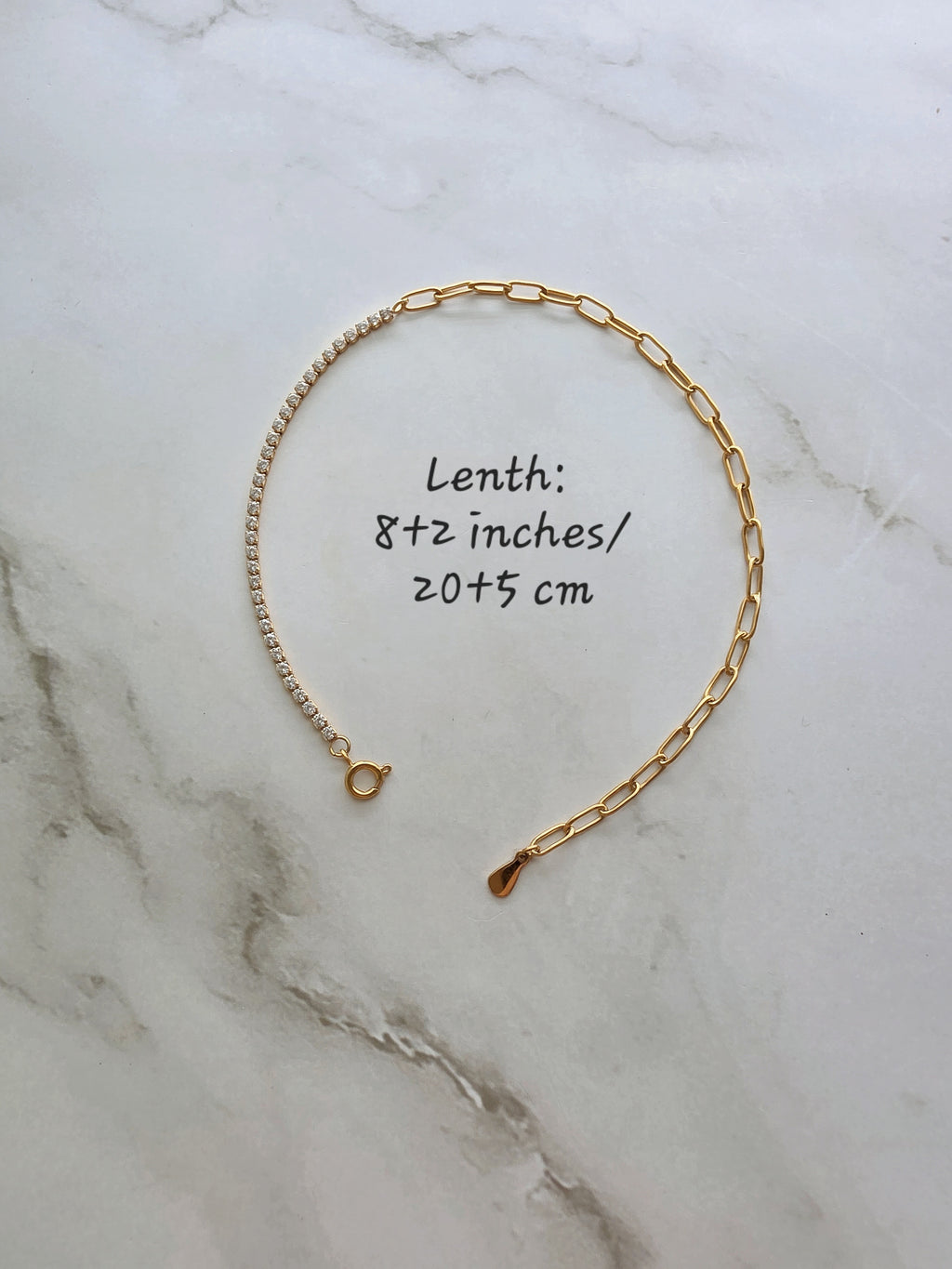 Women's non-tarnish gold ankle bracelet featuring sparkling cubic zirconia.