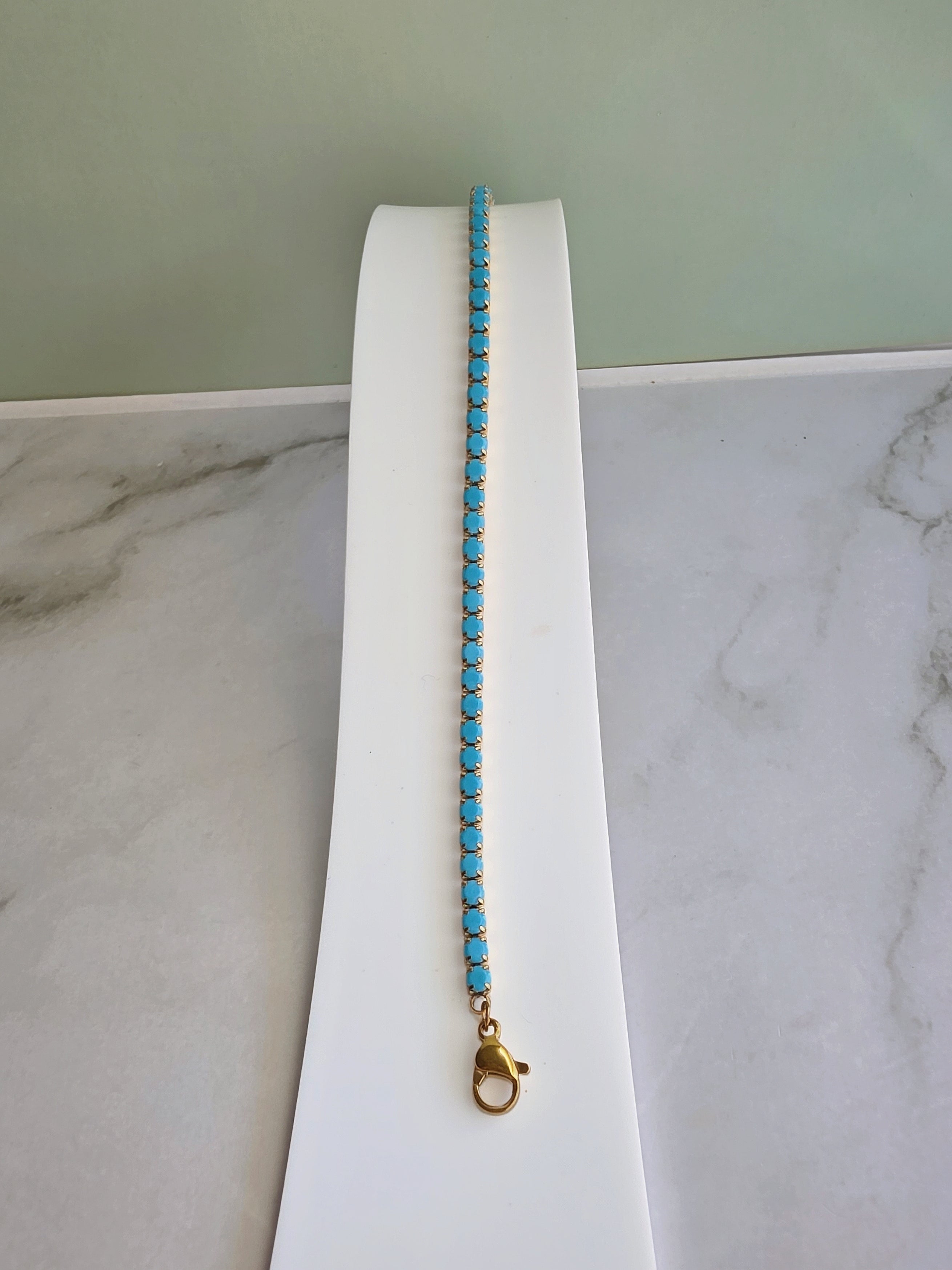 Minimalist turquoise bracelet perfect for stacking.