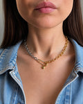 18K gold-plated and silver stainless steel safety pin jewelry set.