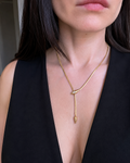 18K gold-plated herringbone snake chain necklace.