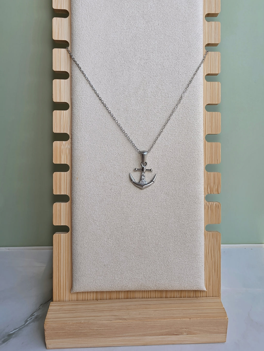 Ocean-inspired anchor pendant necklace for women.