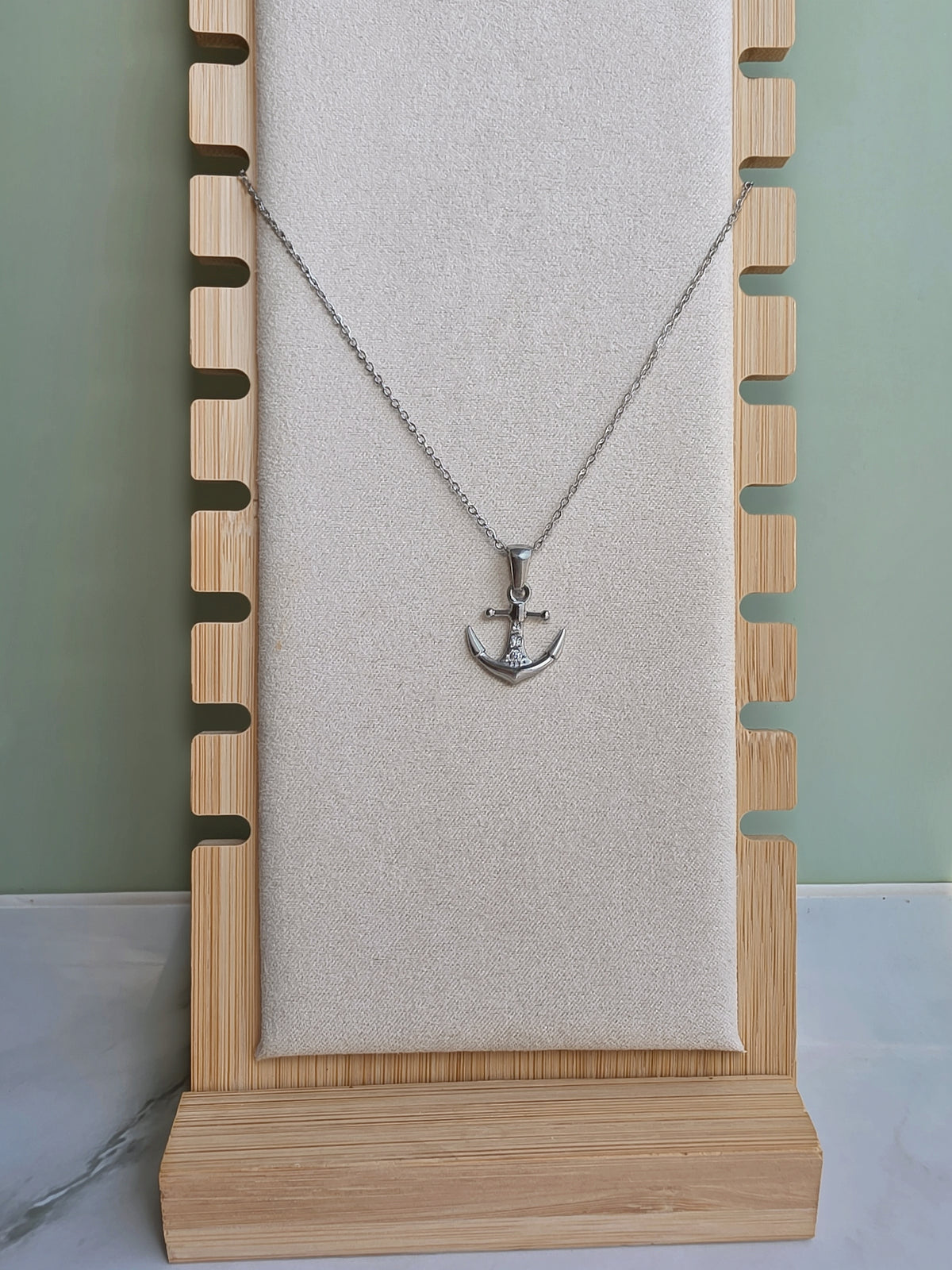 Ocean-inspired anchor pendant necklace for women.