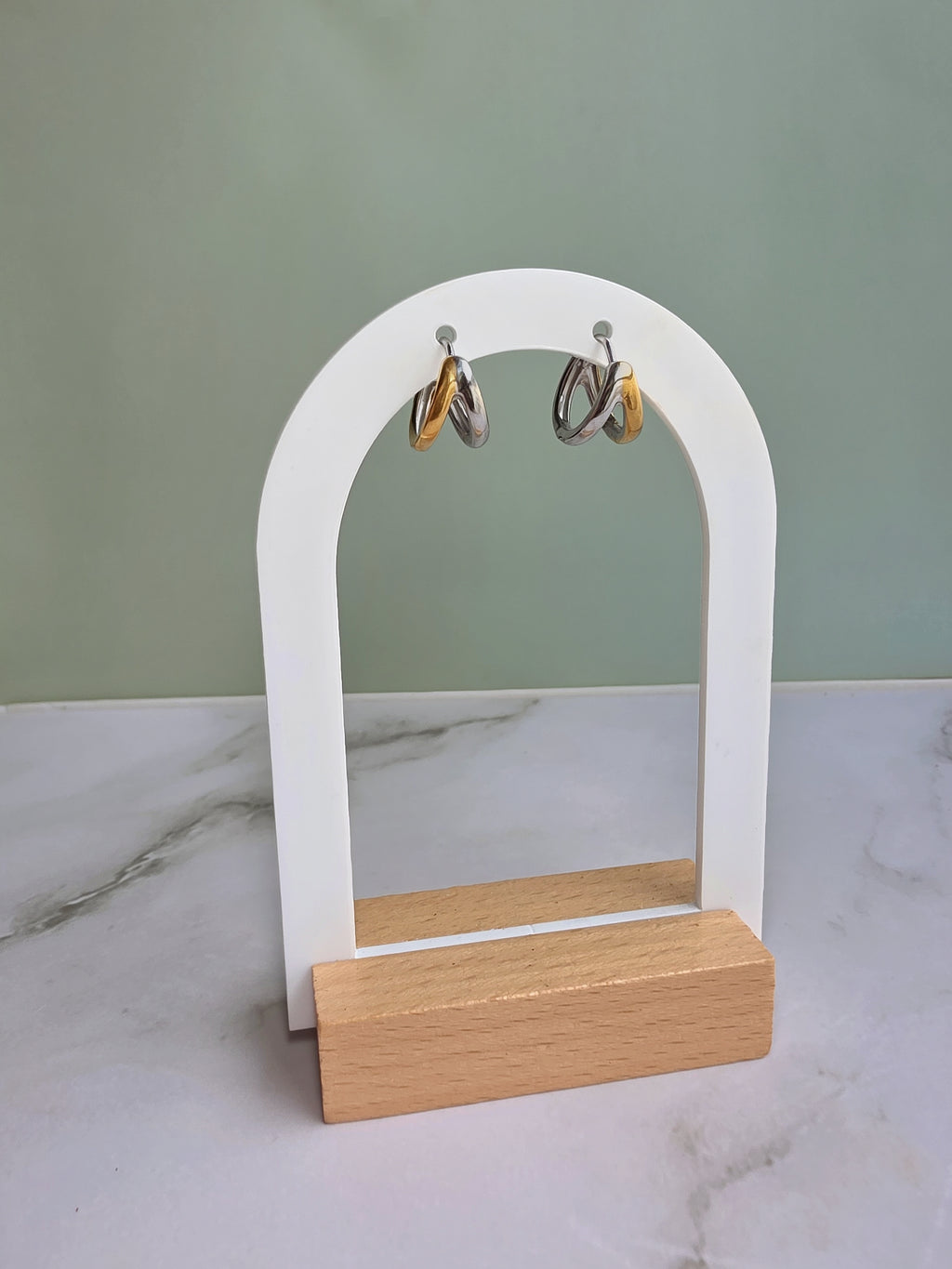 Non tarnish gold and silver earrings for women.