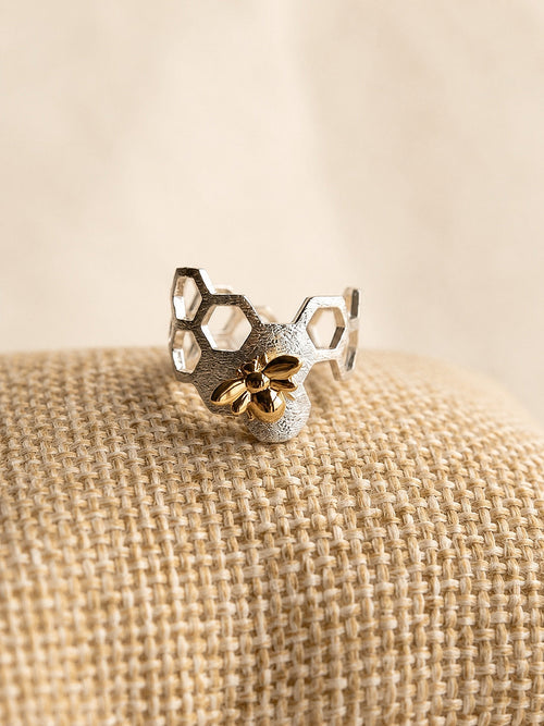 Adjustable sterling silver bee ring.