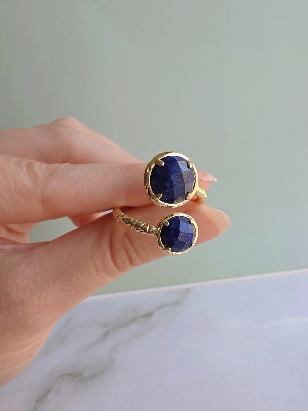 Statement lapis lazuli ring.