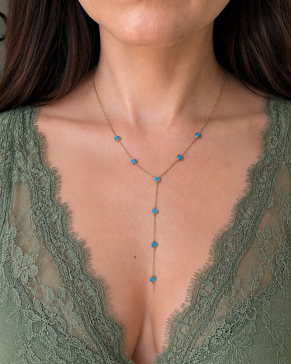 Dainty turquoise necklace gift for women.