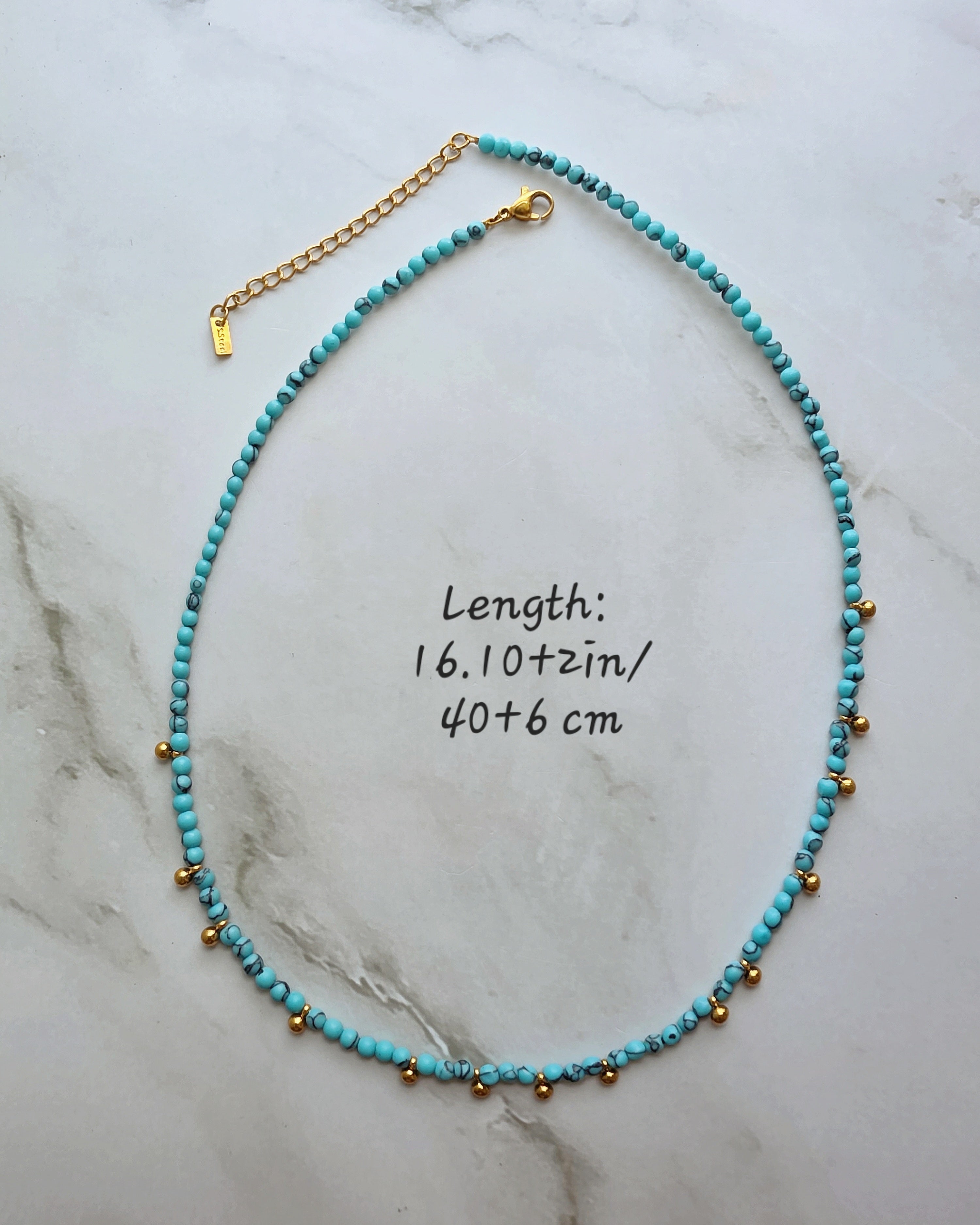 Lightweight turquoise layering necklace.