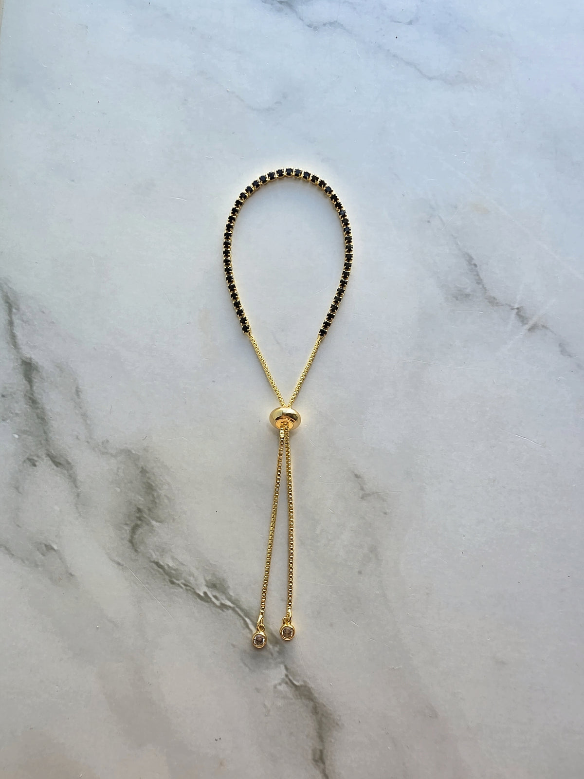 14K gold plated black onyx bracelet for women