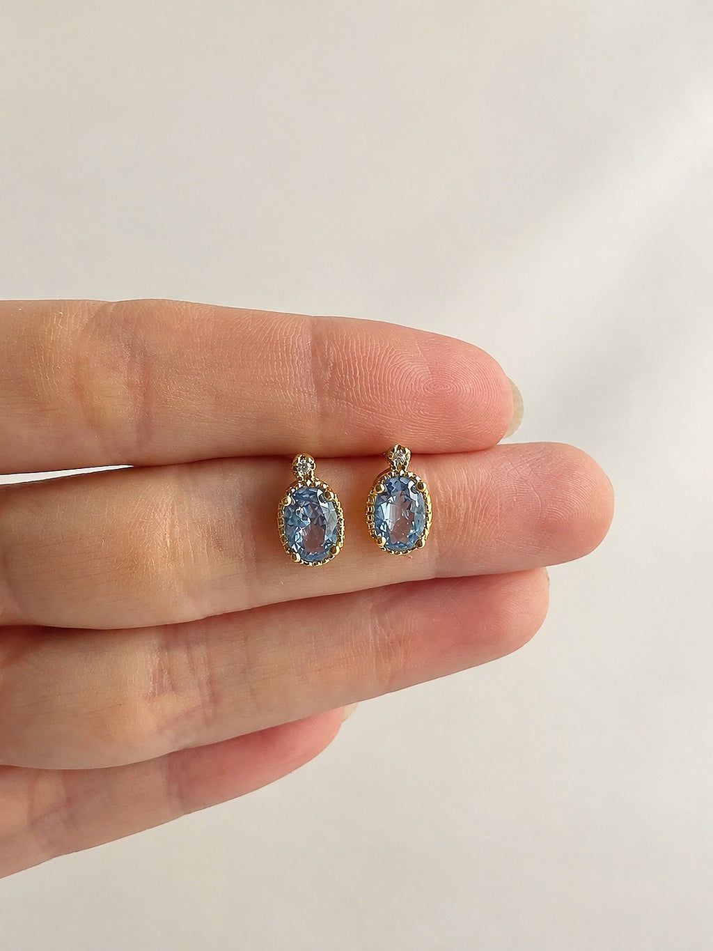 Sterling silver aquamarine earrings with 14K gold-plated finish
