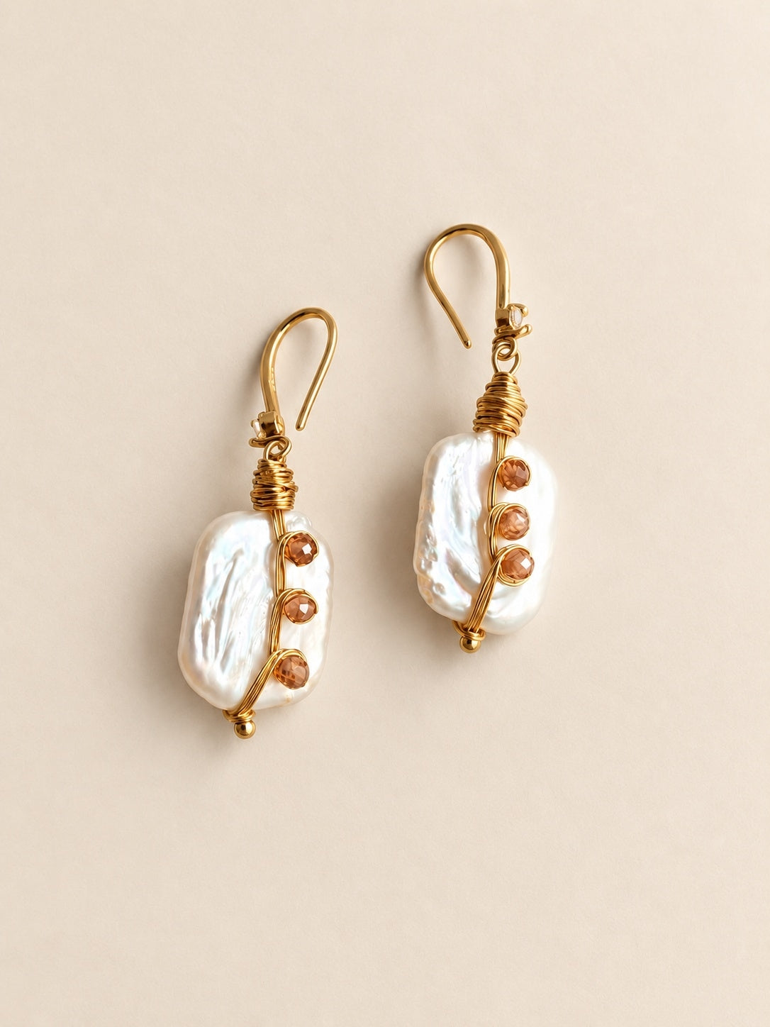 Handmade baroque pearl earrings 14K gold plated