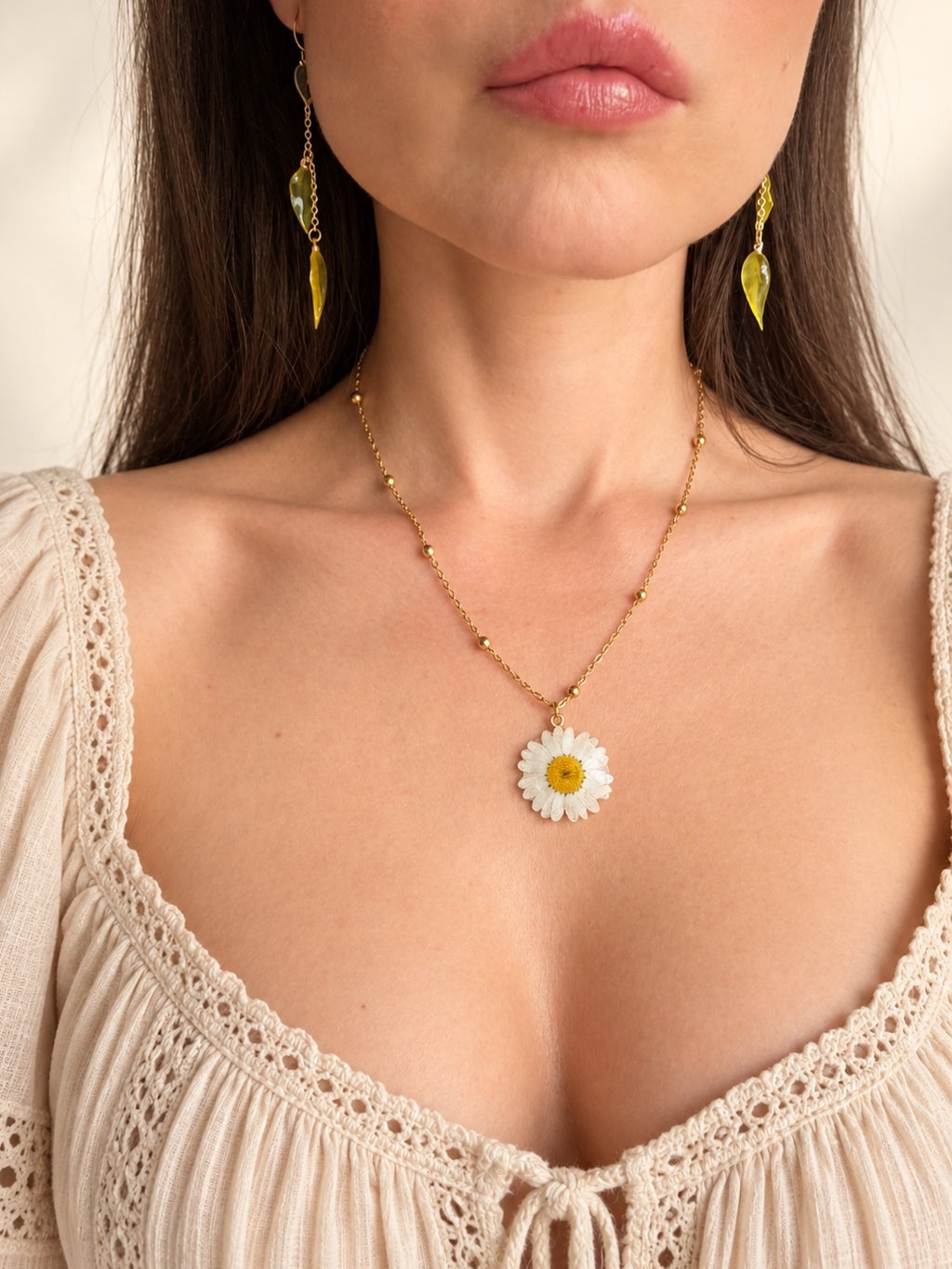 Elegant botanical gold dangle earrings