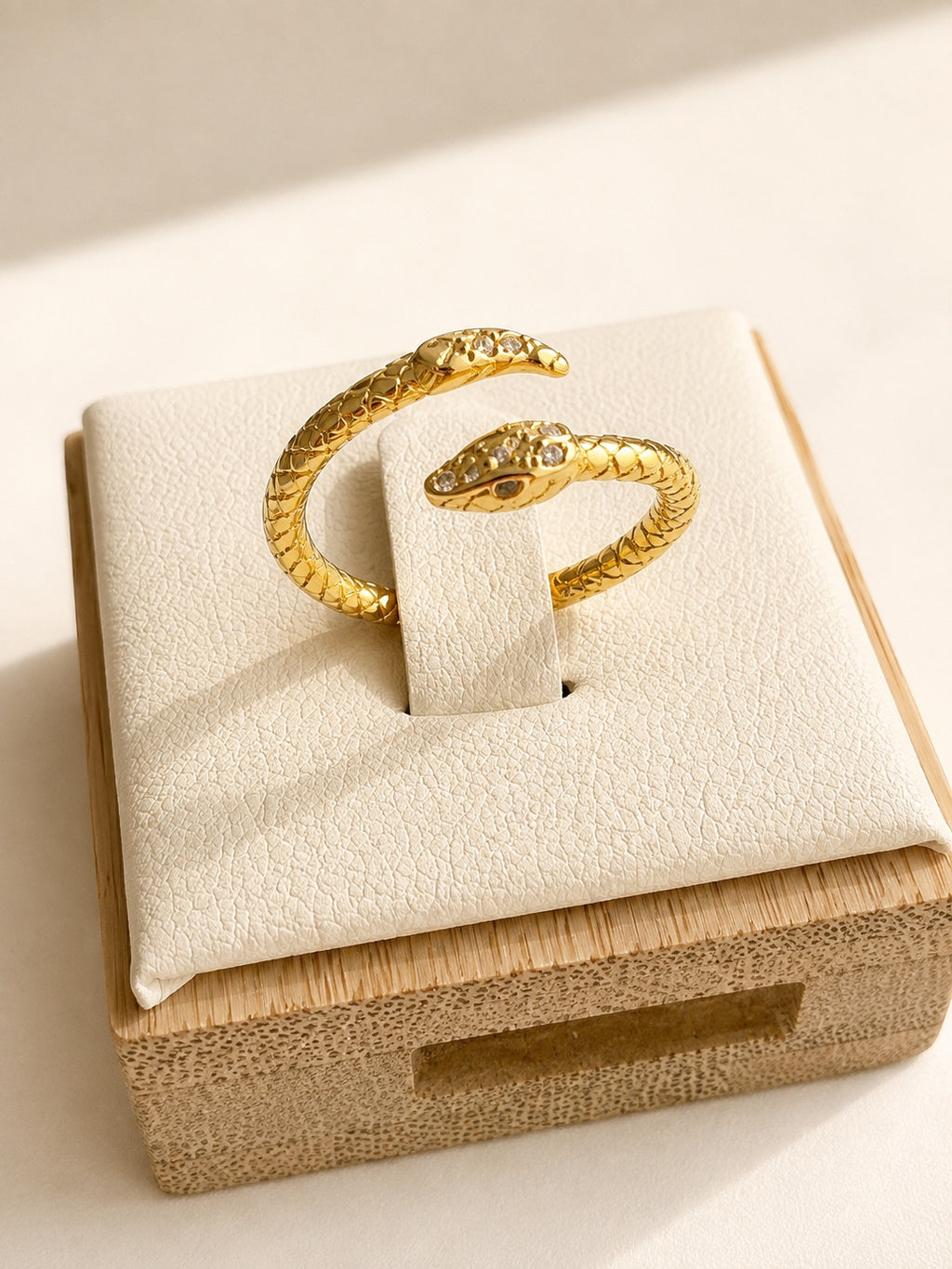 Snake Rings Dainty Minimalist 18K Gold Plated Silver CZ Adjustable Wrap Ring