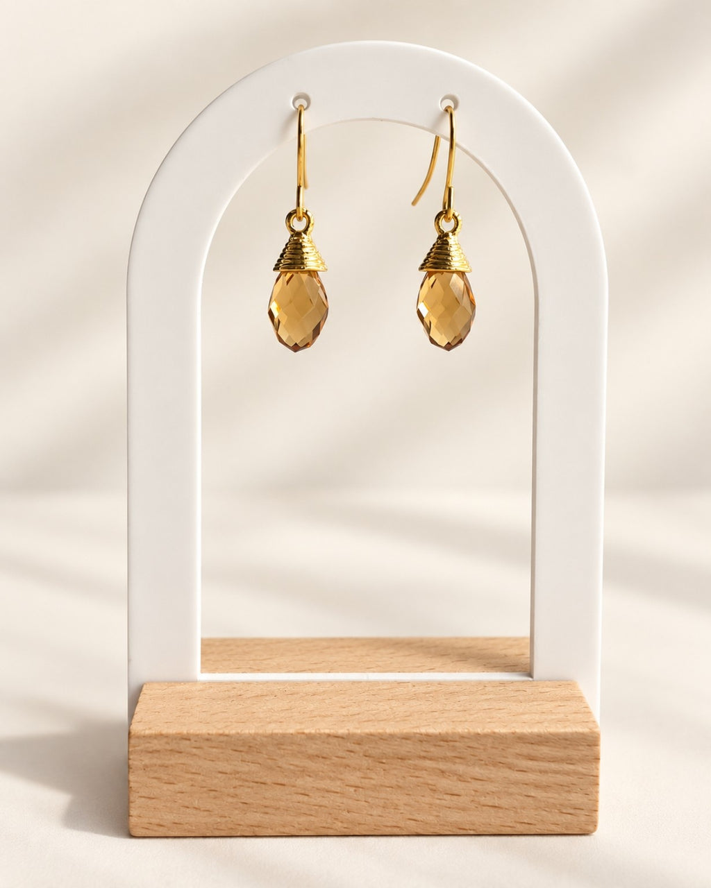 Lightweight smoky quartz teardrop earrings for women