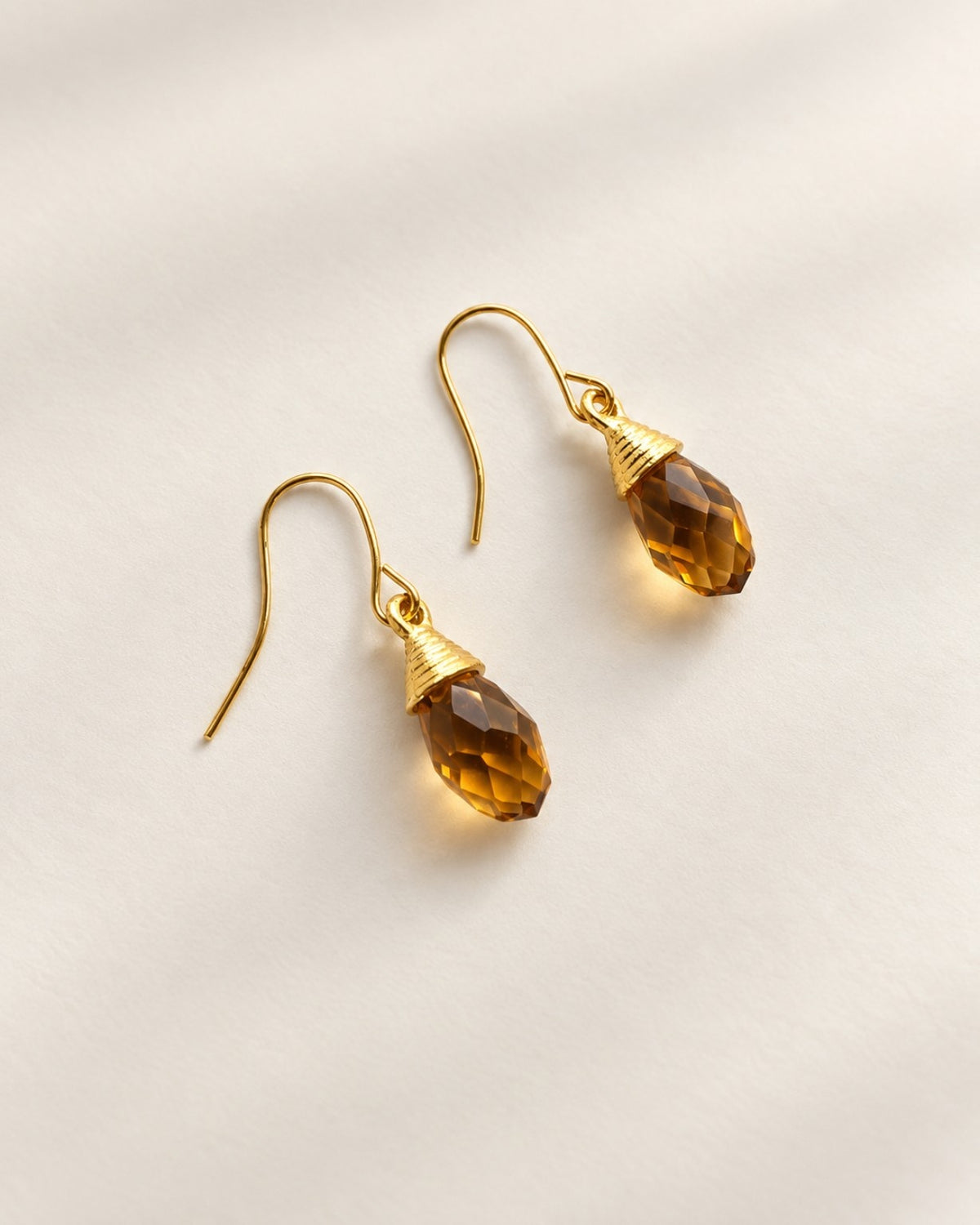 Smoky quartz teardrop earrings with 14K gold plated hooks