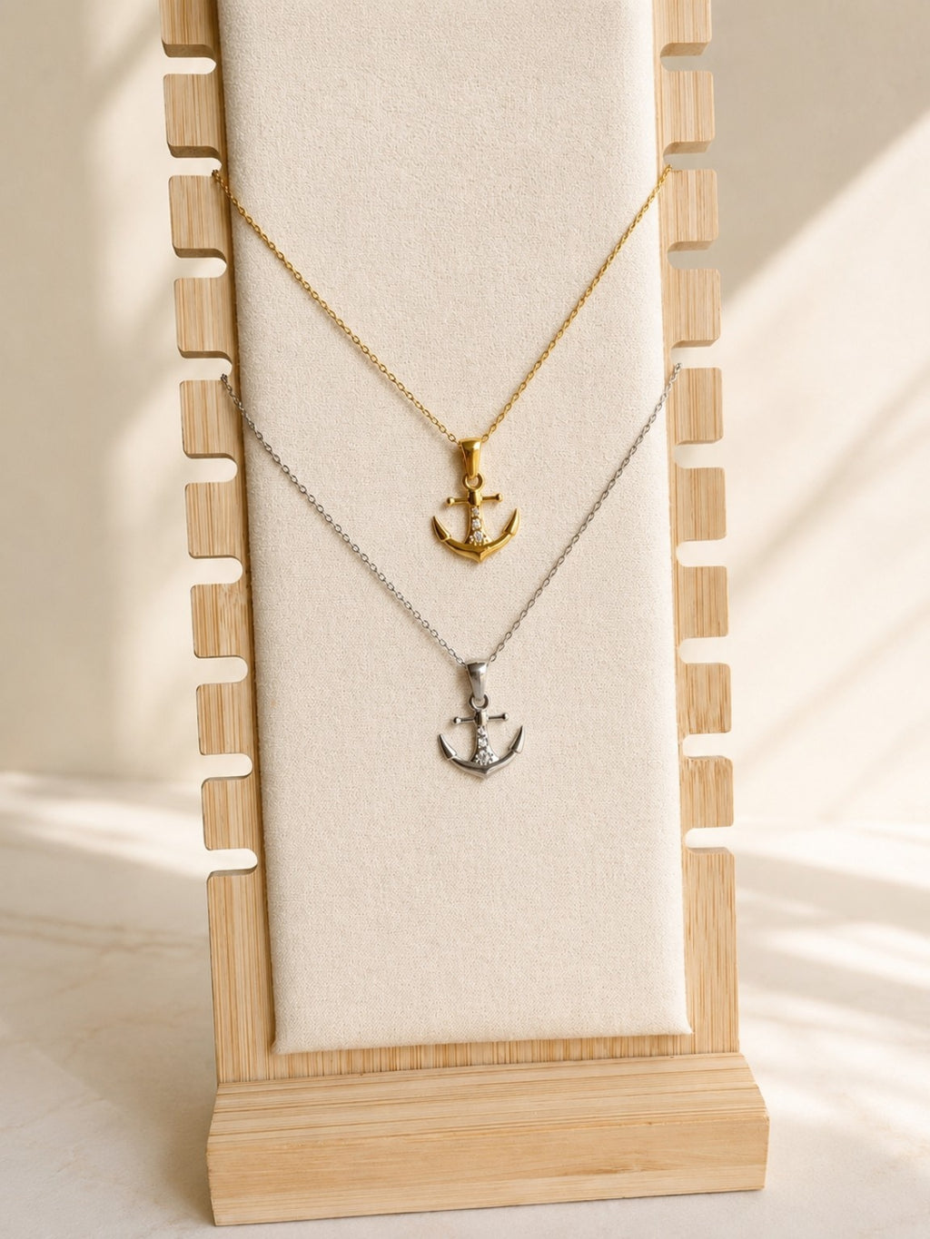 Anchor necklace with an 18K gold-plated nautical pendant.