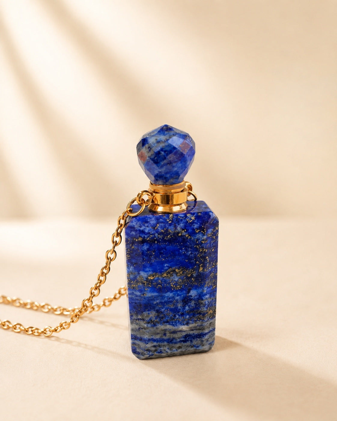 Vial Necklace 14K Gold Plated Crystal Perfume Bottle Gemstone Gift for Her