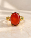 Natural amber ring 18K gold plated adjustable