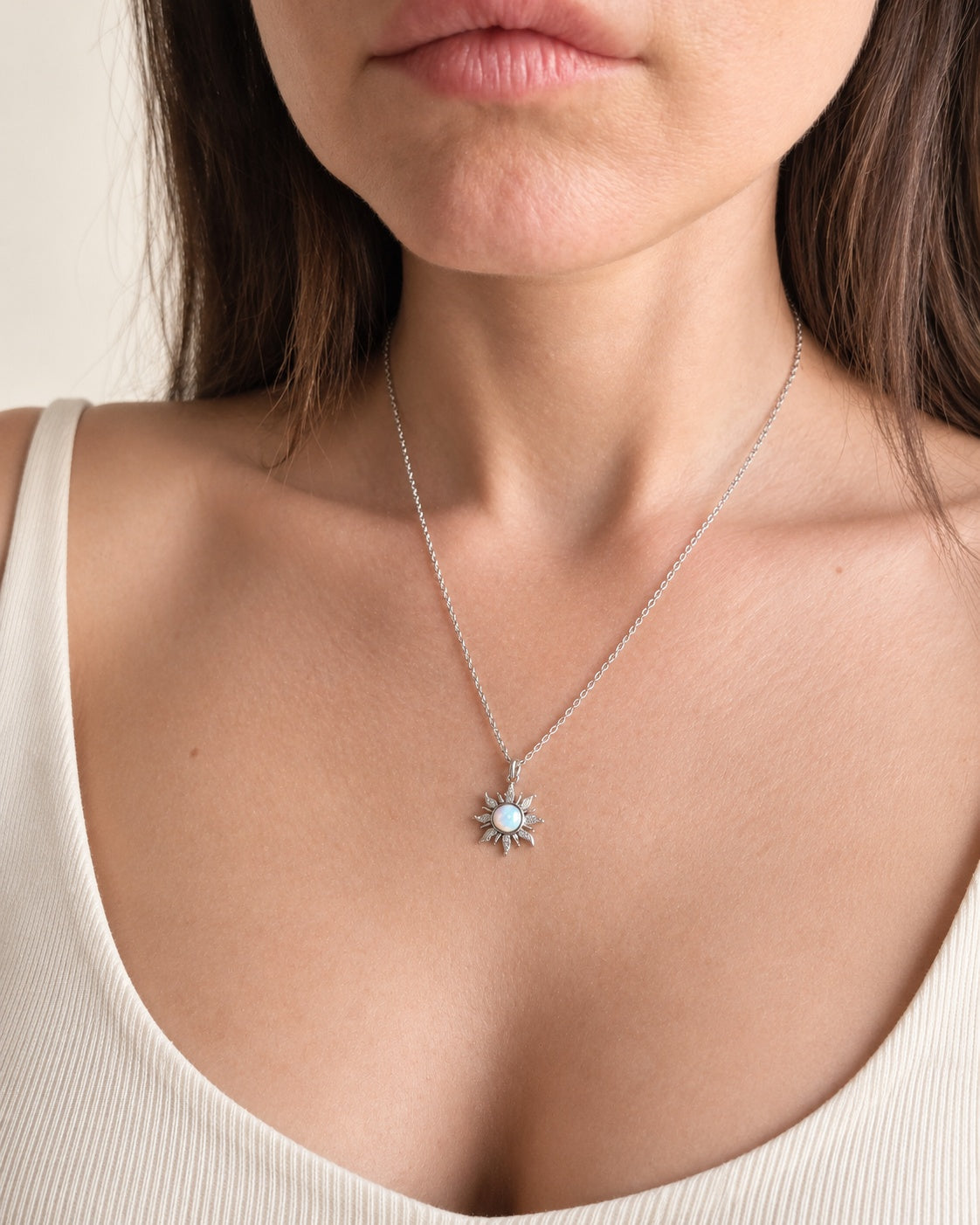 Opal Sun Necklace 18K Gold Plated Celestial Pendant Gift for Her