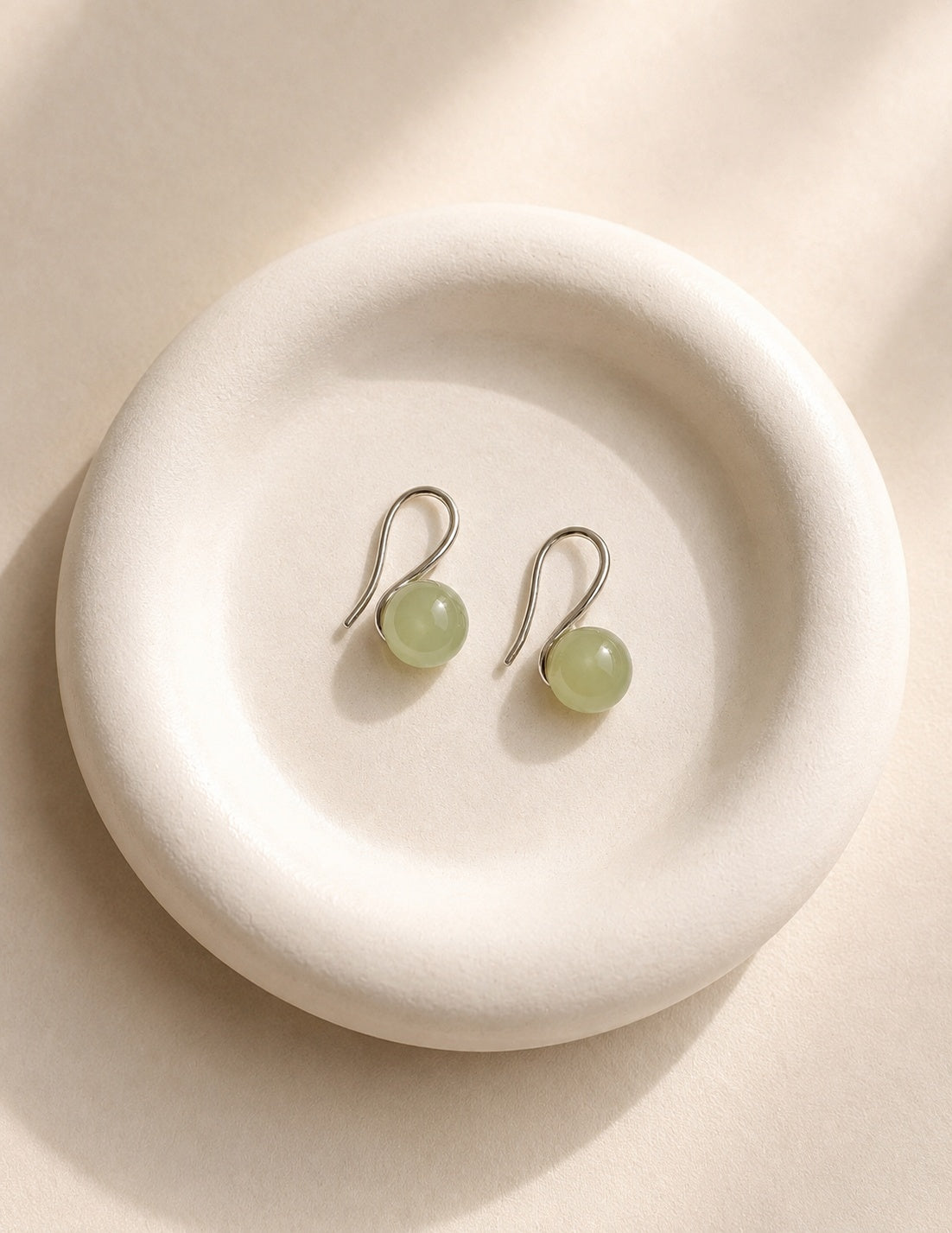 Jade Drop Earrings 14K Gold Plated Green Gemstone Minimalist Gift for Her