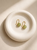 Jade Drop Earrings 14K Gold Plated Green Gemstone Minimalist Gift for Her