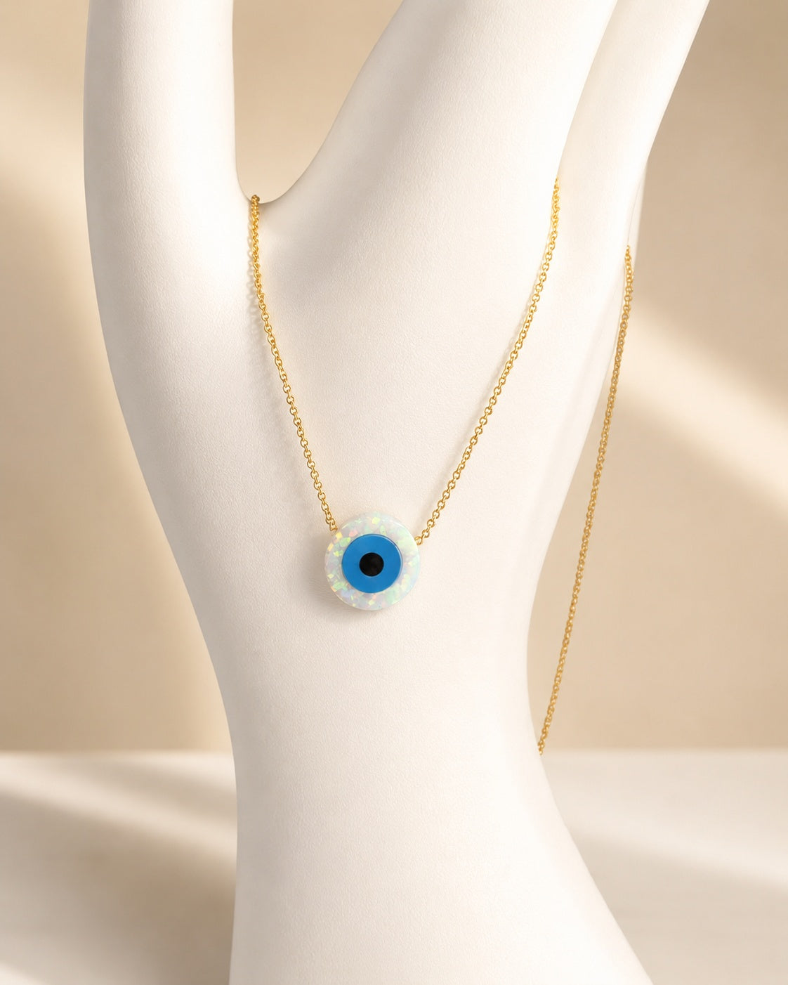 Necklace with Evil Eye 925 Sterling Silver Opal Pendant Gift for Her