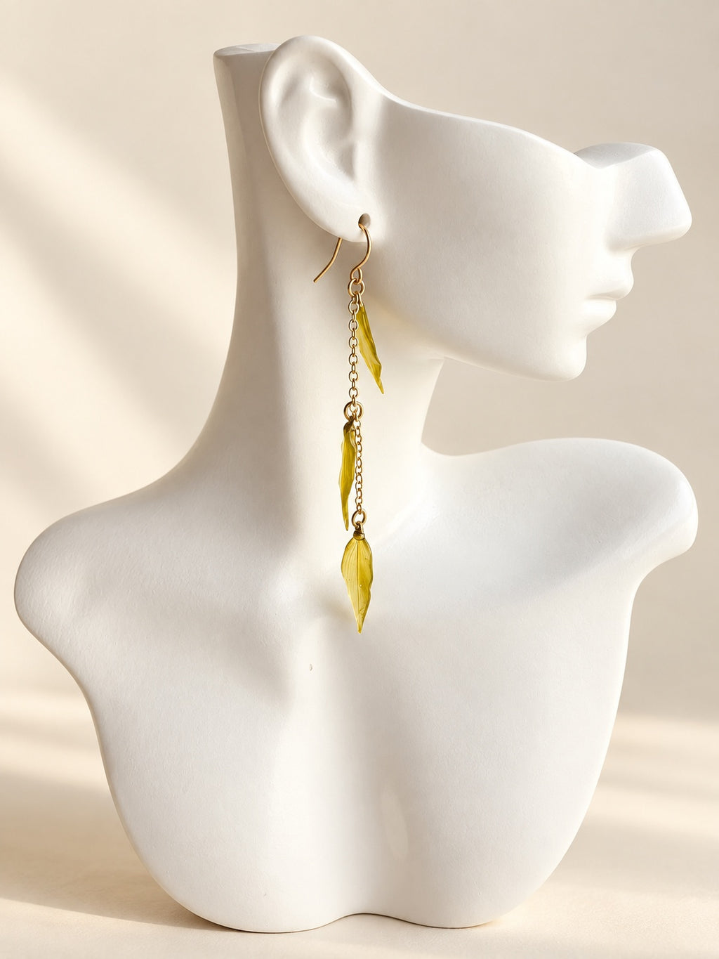 Handmade style real leaf statement earrings