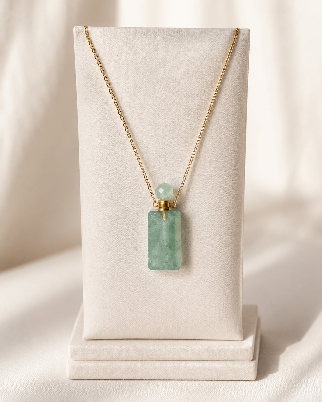 Vial Necklace 14K Gold Plated Crystal Perfume Bottle Gemstone Gift for Her