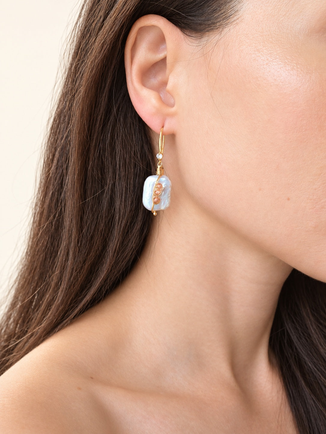 Natural baroque pearl drop earrings for women